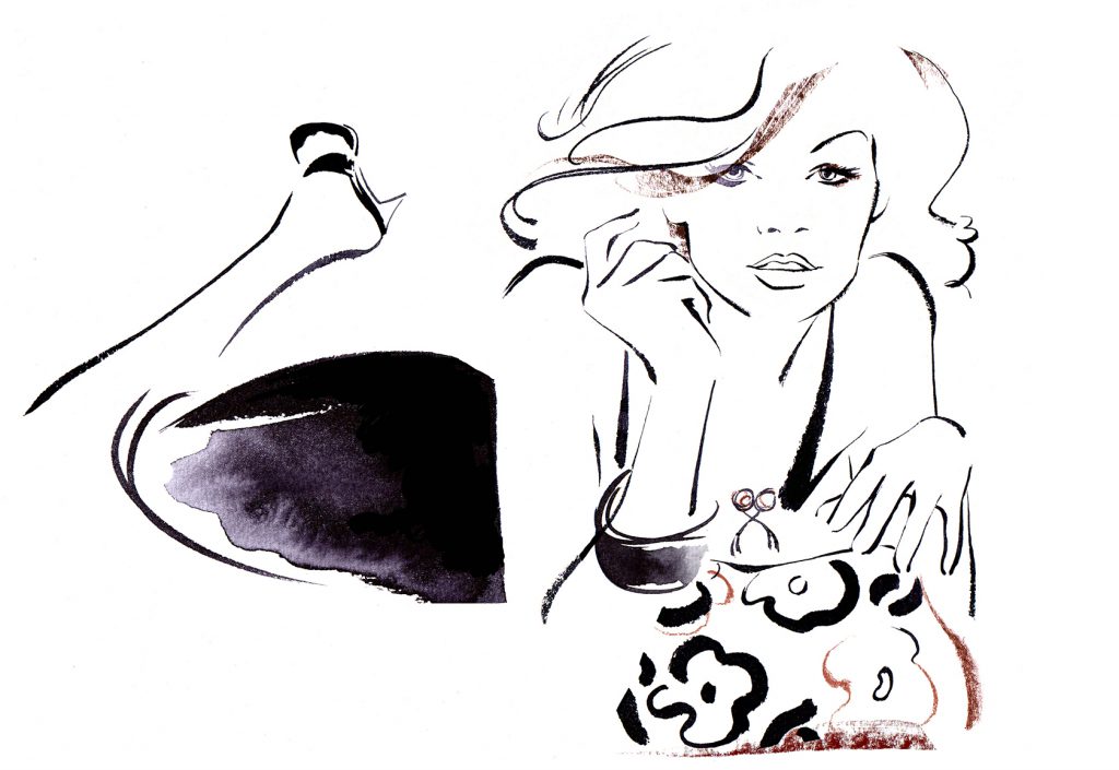 Illustration Fashion&Beauty Avon Publishing ChelseaWives Editorial Reclining Ink Conte Woman