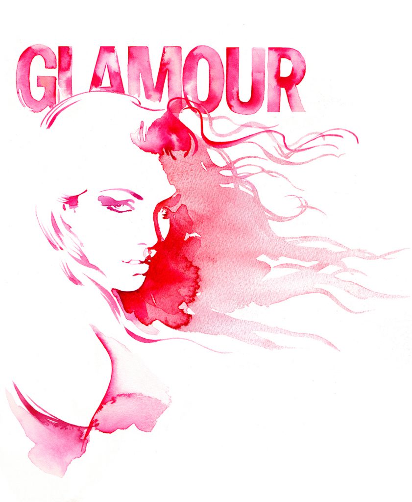 Illustration Hand Lettering Glamour Magazine Watercolour Front Cover