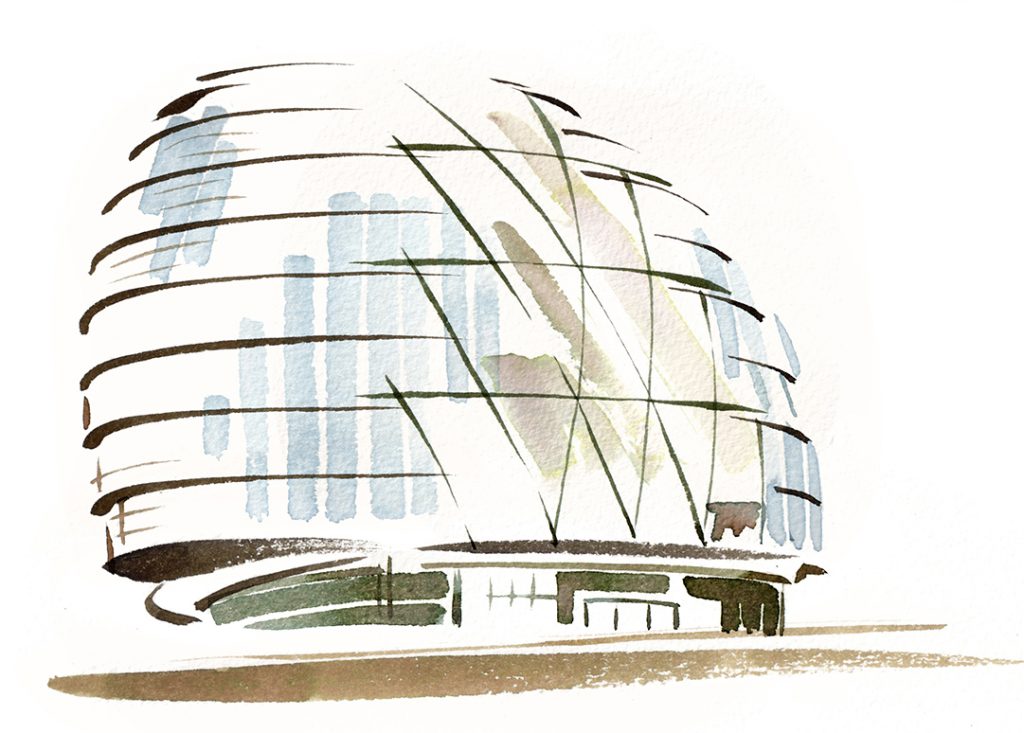 Illustration Architecture London City Hall Landmark Modern Glass