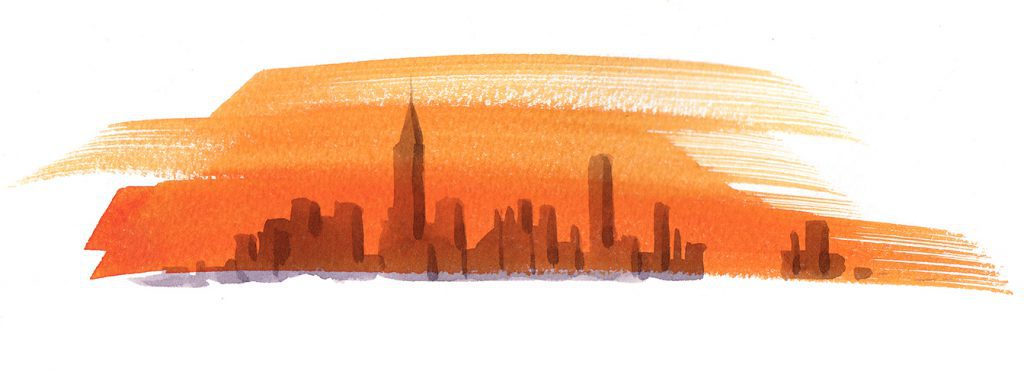 Illustration Architecture Newyork Skyline Sunrise Sunset Highrise