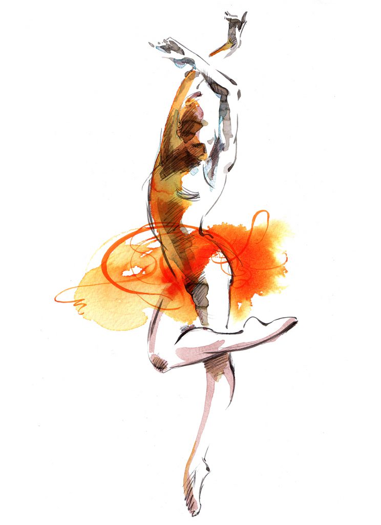 Illustration Figurative Rambert Ballet Dance Dancer Watercolour Movement