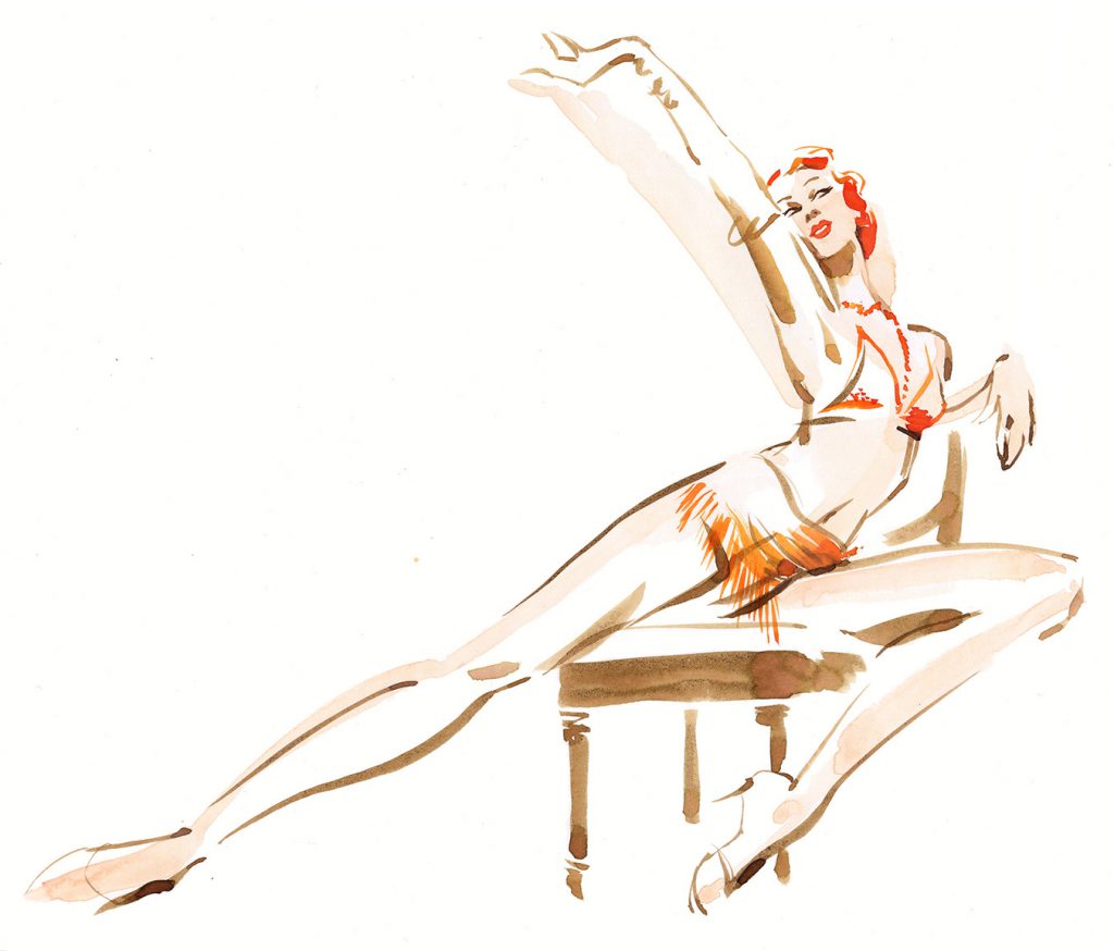 Illustration Figurative Live Drawing Showgirl Speed Drawing Burlesque Ink