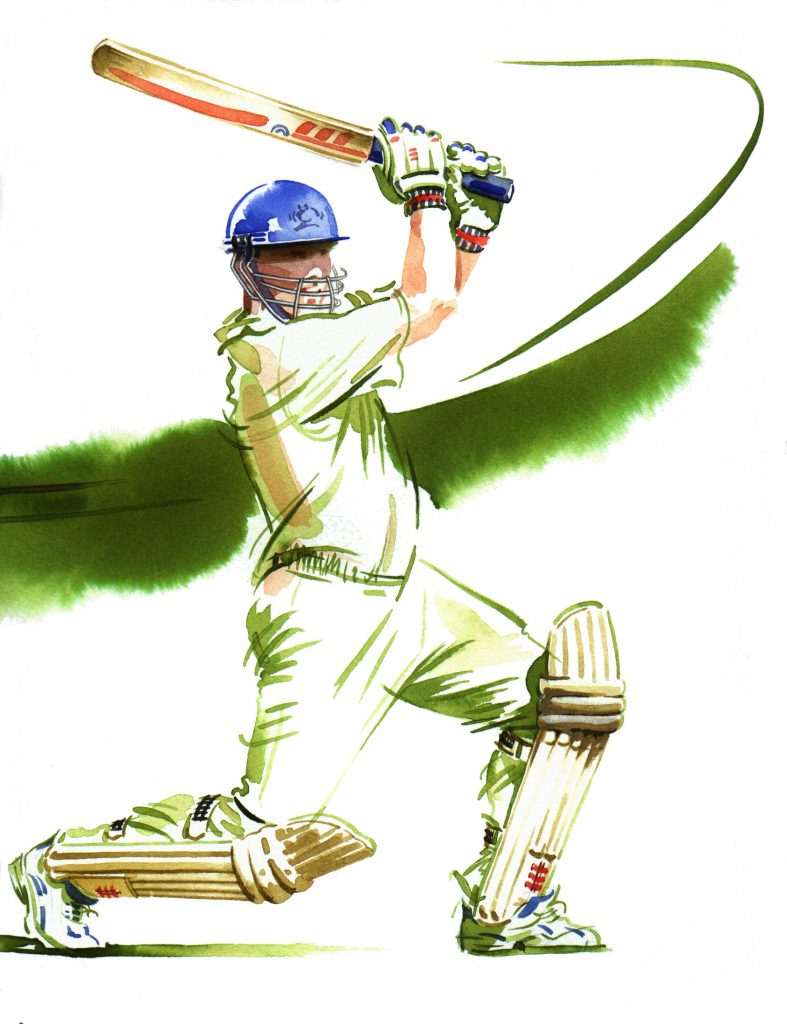 Illustration Figurative Theindependant Newspaper Sport Cricket Movement Watercolour