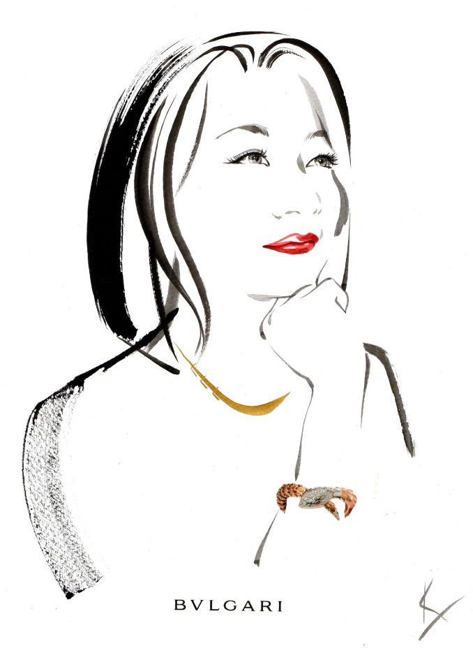 Illustration Live Event Drawing Bulgari Munich Brush Ink Client Portrait