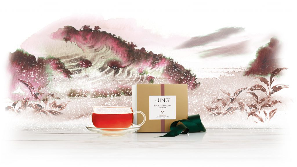 Illustration Scenic Jing Luxury Red Dragon Tea Ad Packaging China Highlands Watercolour