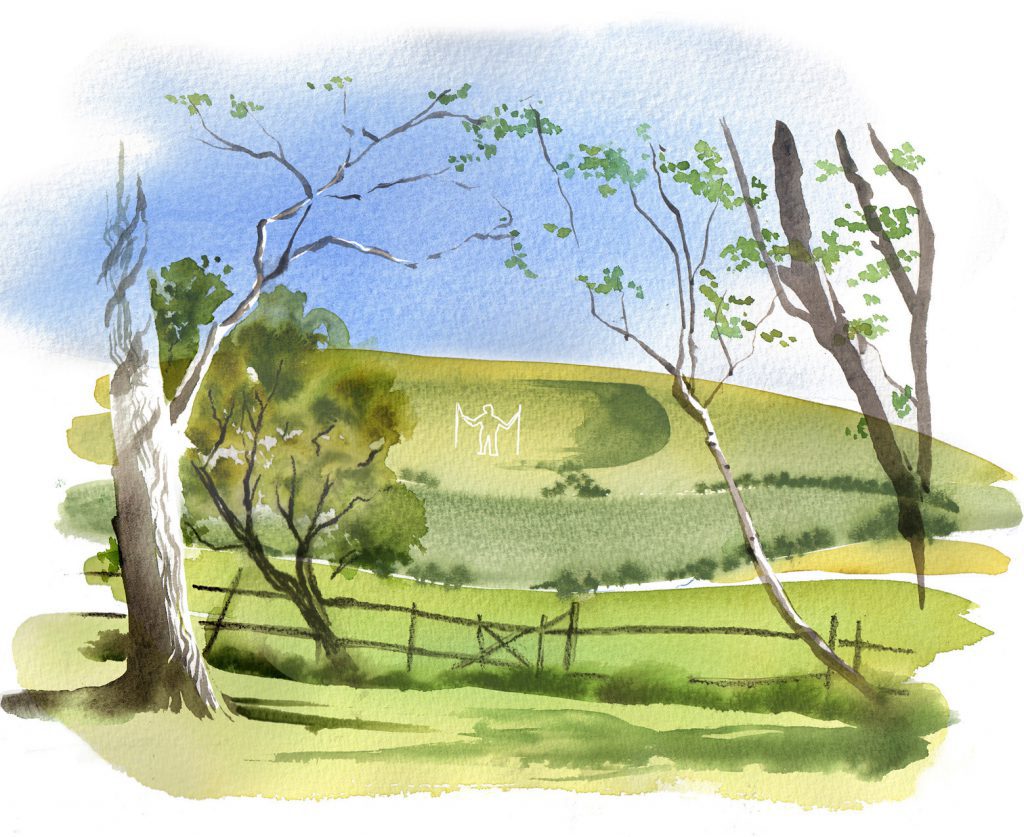 Illustration Scenic The Long Man Sussex Watercolour Watercolor Travel Magazine Editorial