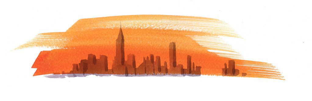 Illustration Scenic Flight Magazine Newyork Skyline City Scape Sunset Sunrise Graphic