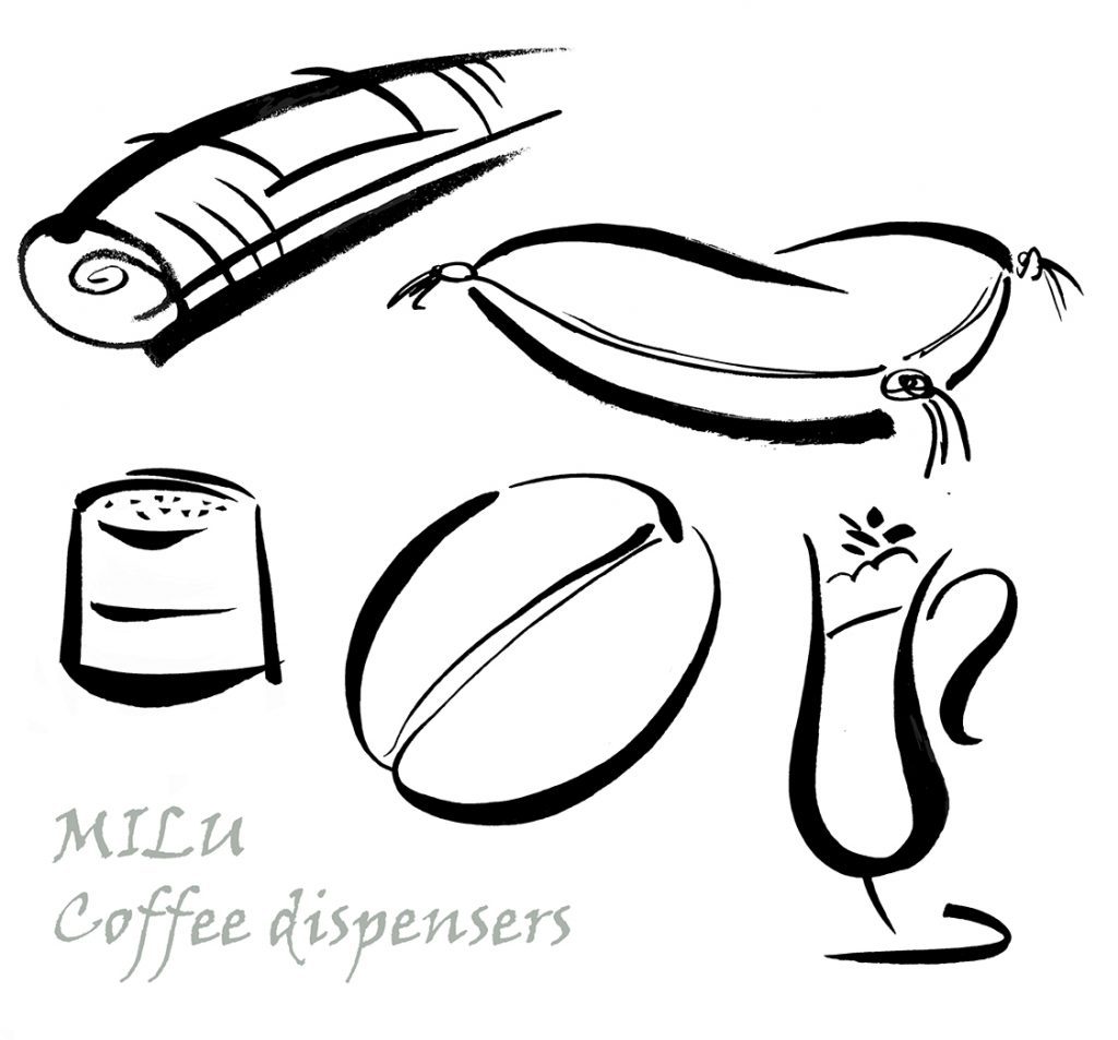 Illustration Line Milo Coffee Dispenser Cafe Bistro Icons Ink