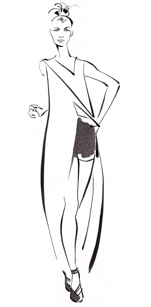 Illustration Line Model Catwalk Female Woman Fashion Brush And Ink
