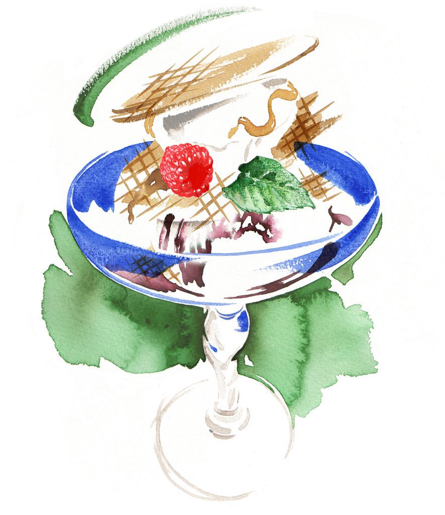 Illustration Food Drink Harrods Food Hall Ice Cream Sundae Milk Bar