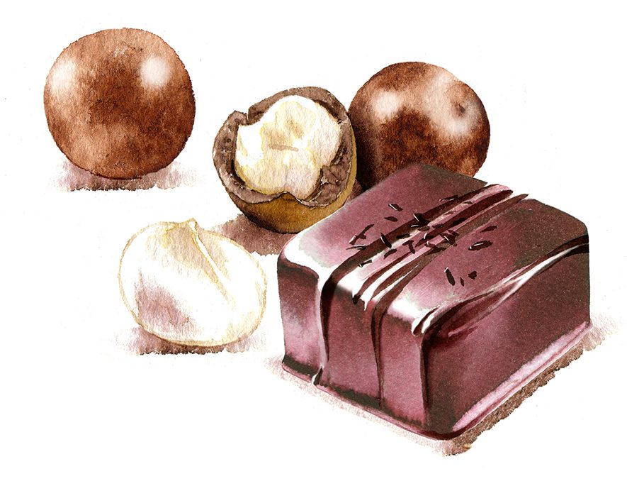 Illustration Food Drink Langston Icecream Flavours Nuts Chocolates