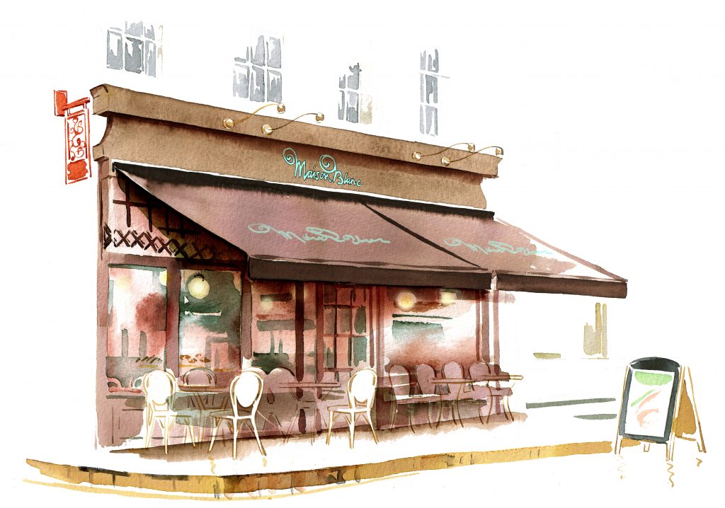 Illustration Architecture Maison Blanc Brasserie Restuarant