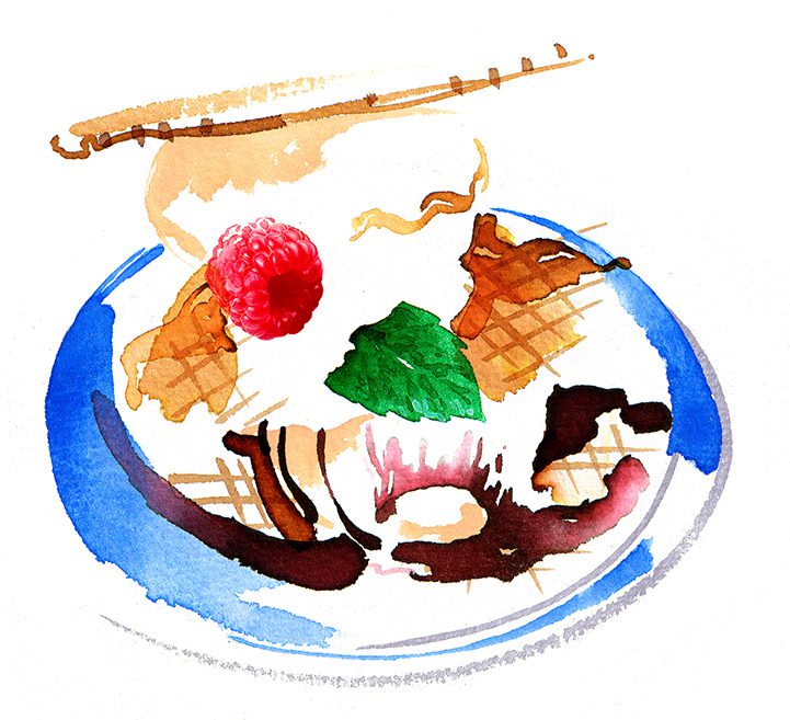 Illustration Food And Drink Harrods Waffle Triple Decker Ice Cream