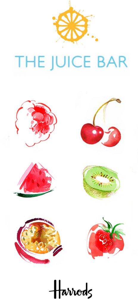 Illustration Food Drink Harrods Food Fruit Bar Menu Hall Smoothies