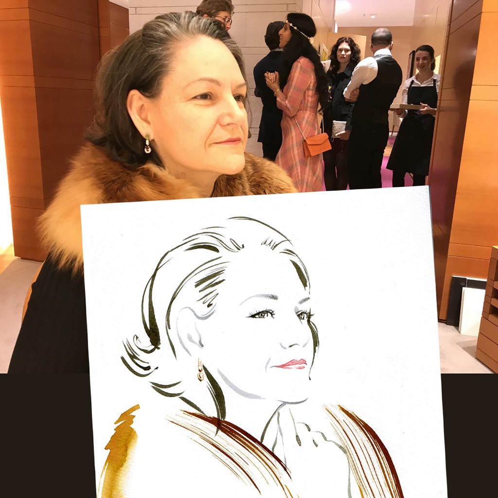 Illustration Live Event Drawing Bulgari Munich Brush Ink Client Portrait