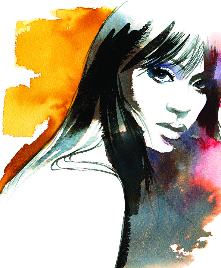Illustration Portraits Shontelle Portrait Famous Watercolour Editorial