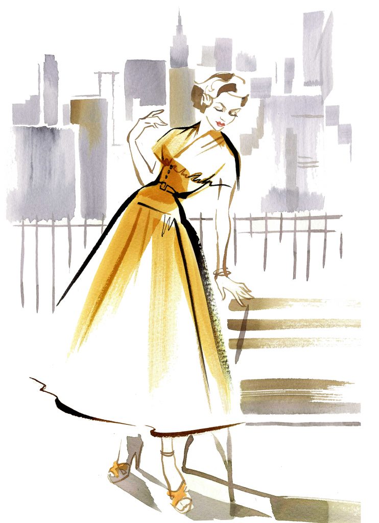 ILLUSTRATION Fashion Dior Couture Retro Brooklyn Skyline