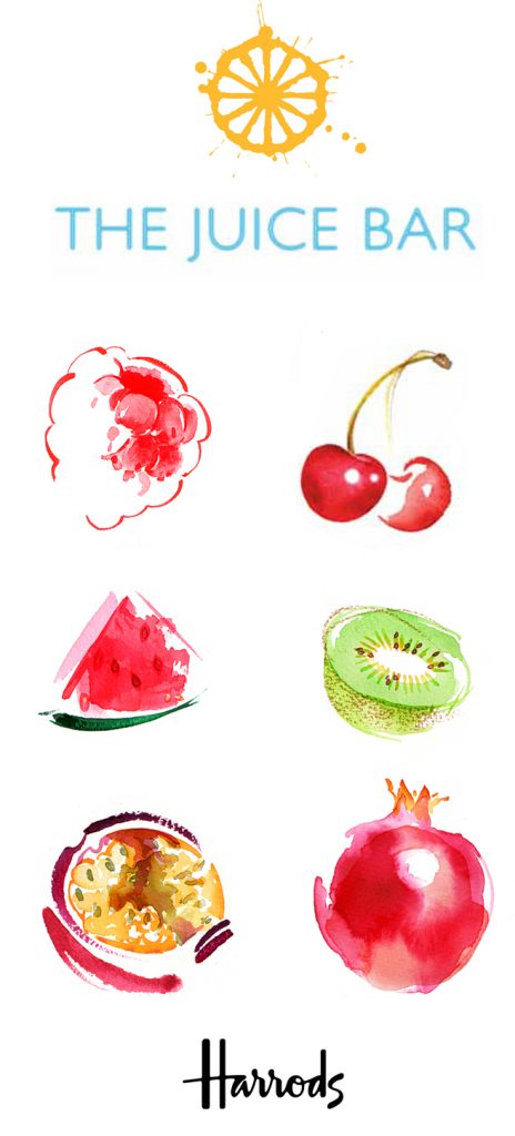 Illustration Food Drink Harrods Food Fruit Bar Menu Hall Smoothies 2